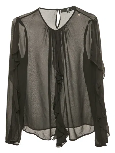 Pre-owned Elisabetta Franchi Sheer Ruffled Blouse