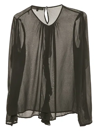 Pre-owned Elisabetta Franchi Sheer Ruffled Blouse