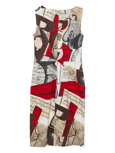 Pre-owned Oscar De La Renta Abstract-pattern Print Midi Dress