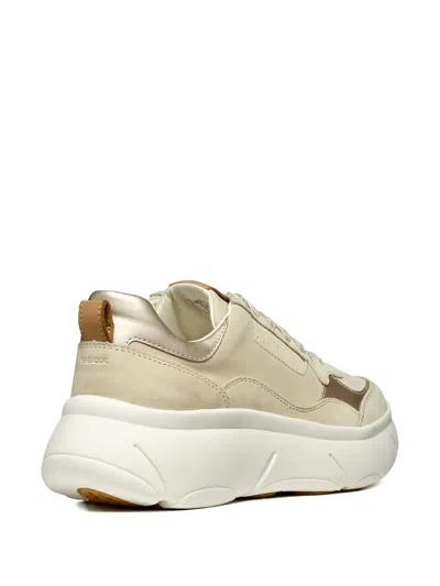 Geox Perforated Suede Leather Sneakers In Neutral