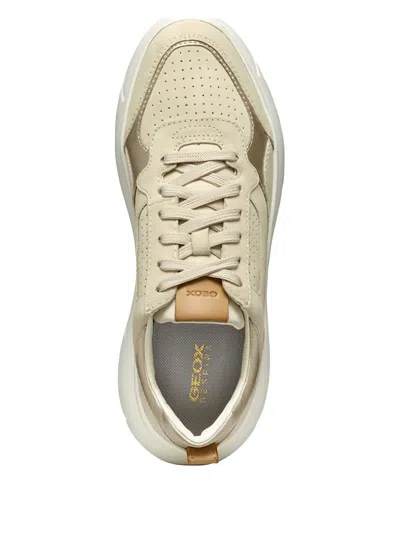 Geox Perforated Suede Leather Sneakers In Neutral