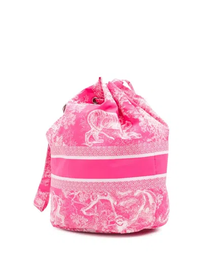 Pre-owned Dior 2022 Travel Sauvage Toile De Jouy Technical Fabric Pouch Bucket Bag