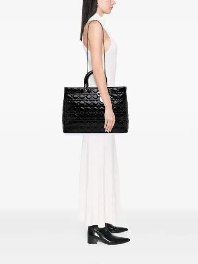 Pre-owned Dior 2010 Extra Large Patent Cannage Lady  Satchel