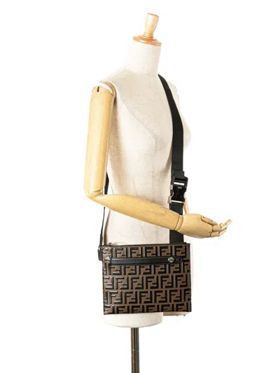 Pre-owned Fendi 2010-2025 Ff 1974 Embossed Leather Crossbody Bag