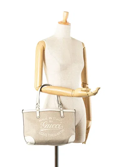 Pre-owned Gucci 2016-2025 Small Canvas Craft Logo Model Tote Bag