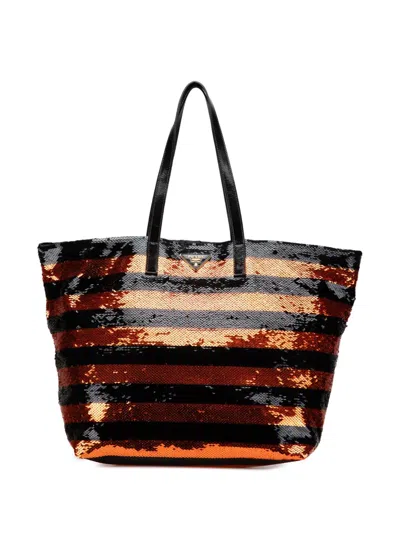Pre-owned Prada 2010-2025 Satin Sequin Stripes Tote Bag