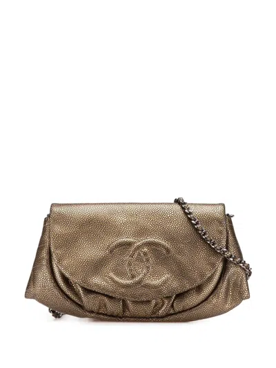 Pre-owned Chanel 2012 Cc Metallic Caviar Half Moon Wallet On Chain Crossbody Bag