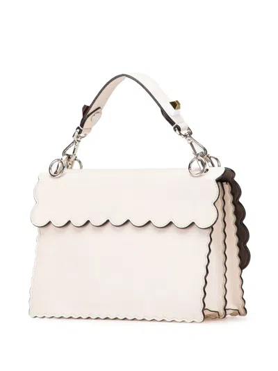 Pre-owned Fendi 2010-2025 Medium Vitello Liberty Lucido Flowers And Bows Scalloped Studded Kan I Satchel