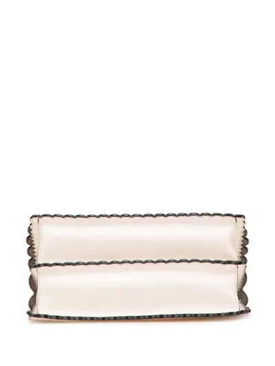 Pre-owned Fendi 2010-2025 Medium Vitello Liberty Lucido Flowers And Bows Scalloped Studded Kan I Satchel