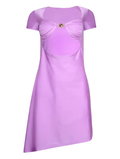 Marine Serre Draped Jersey Open Chest Dress Sweet Lilac In Purple