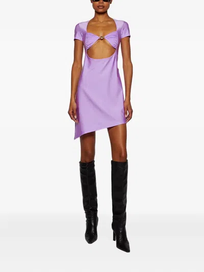 Marine Serre Draped Jersey Open Chest Dress Sweet Lilac In Purple