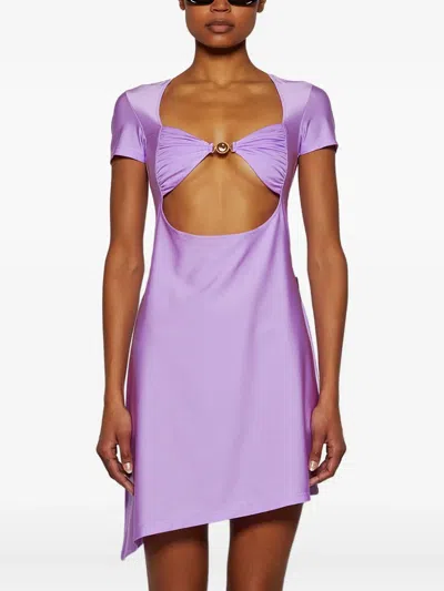 Marine Serre Draped Jersey Open Chest Dress Sweet Lilac In Purple
