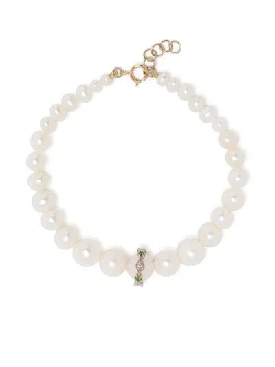 Pascale Monvoisin 9kt Yellow Gold Chelsea N°2 Pearl And Diamond Bracelet In Silver