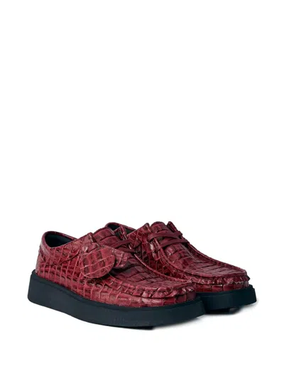 Martine Rose Torview Croc-embossed Lace-up Shoes In Red