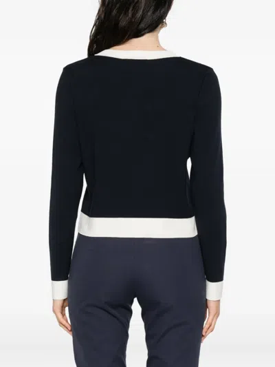 Pennyblack Button-up Contrast-panel Cardigan In Blue