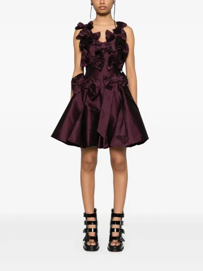 Viktor & Rolf Bow Bouquet Mini Dress In Burgundy