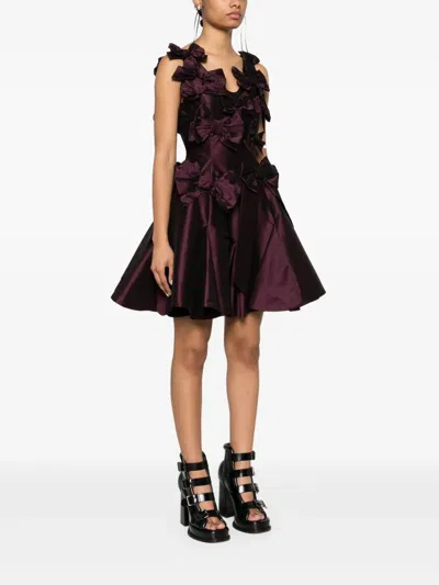 Viktor & Rolf Bow Bouquet Mini Dress In Burgundy