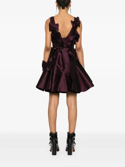 Viktor & Rolf Bow Bouquet Mini Dress In Burgundy