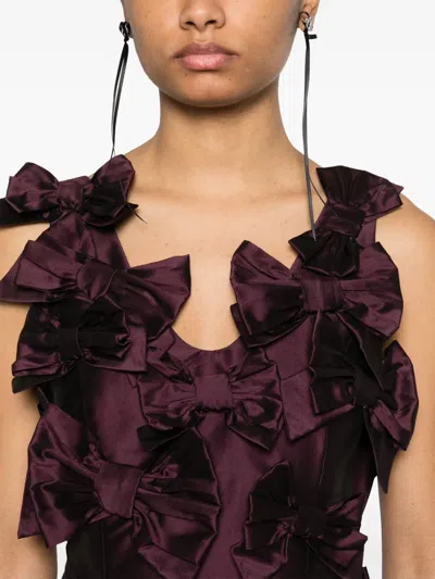 Viktor & Rolf Bow Bouquet Mini Dress In Burgundy