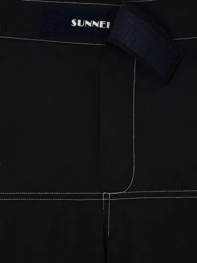 Sunnei Panelled Hook-and-loop Shorts In Black
