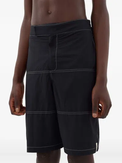 Sunnei Panelled Hook-and-loop Shorts In Black
