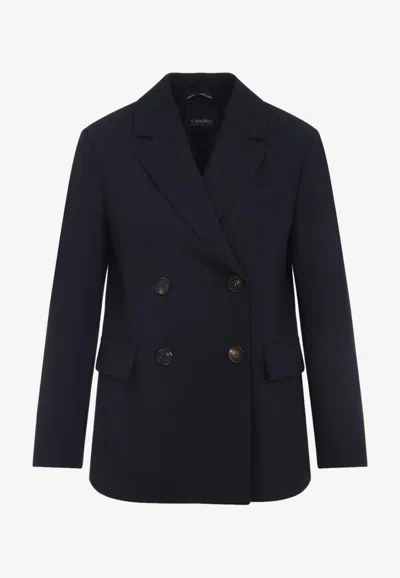 S Max Mara Ester Double-breasted Wool Blazer In Blue
