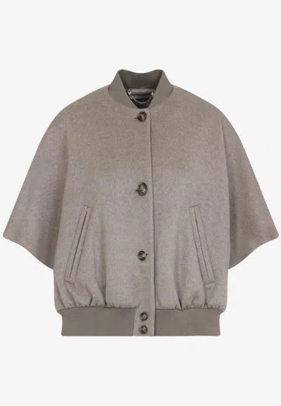 Max Mara Leticia Bomber Cape In Cacha Grey Cashmere In Gray