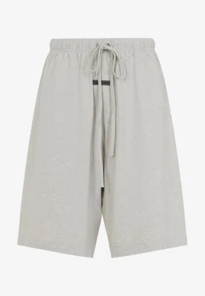 Essentials Logo-label Track Shorts In Gray