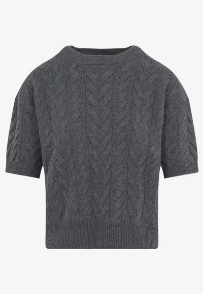S Max Mara Dominus Cable Knit Sweater In Gray
