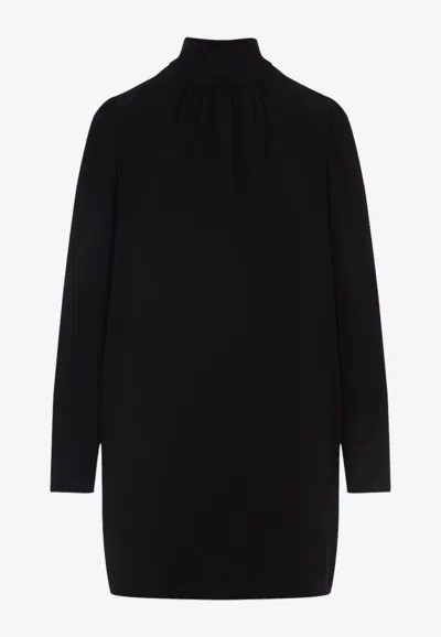Max Mara Stand-up Collar Mini Dress With Long Sleeves In Black