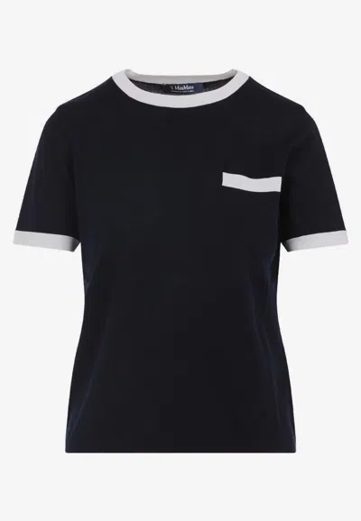 S Max Mara Max Mara's Egidio Bicolor Knit T-shirt In Blue