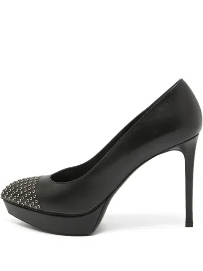 Pre-owned Saint Laurent 110mm Studded Leather Platform Pumps