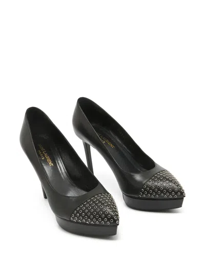 Pre-owned Saint Laurent 110mm Studded Leather Platform Pumps