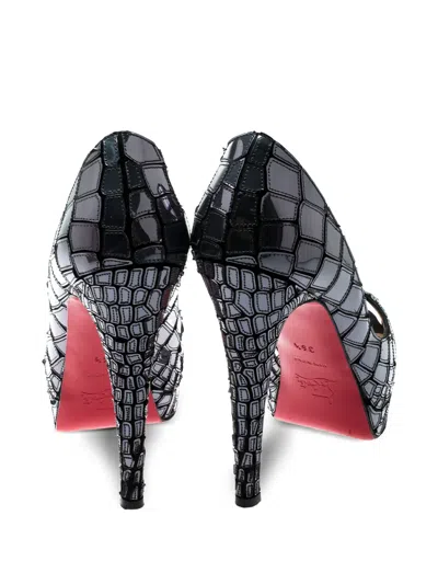 Pre-owned Christian Louboutin 130mm Crocodile-embossed Pumps