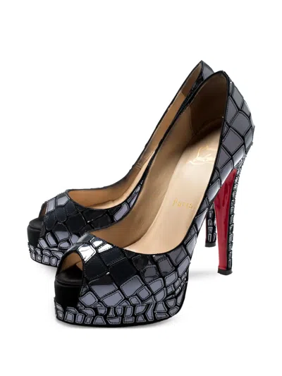 Pre-owned Christian Louboutin 130mm Crocodile-embossed Pumps