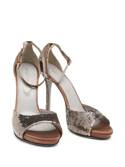 Pre-owned Sergio Rossi Vintage Sequined Open-toe Sandals