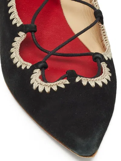 Pre-owned Carolina Herrera Vintage Lace-up Pointed Ballet Flats