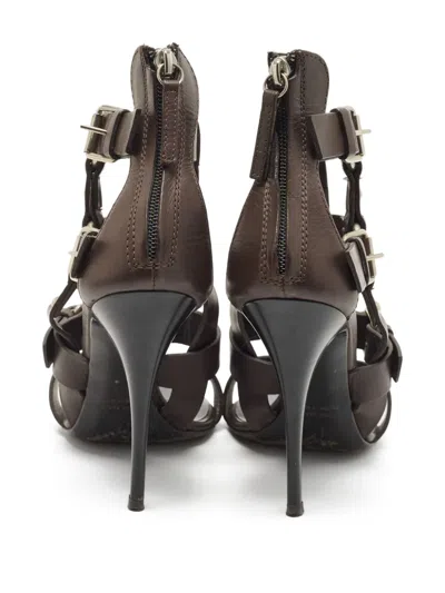 Pre-owned Giuseppe Zanotti Vintage  110mm Buckle-strap Sandals In Brown