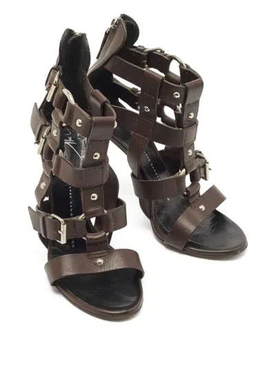 Pre-owned Giuseppe Zanotti Vintage  110mm Buckle-strap Sandals In Brown