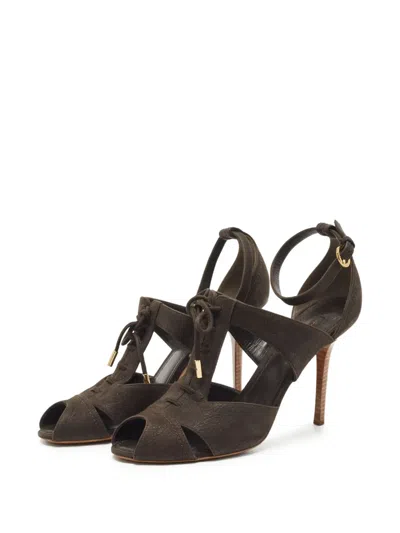 Pre-owned Louis Vuitton 105mm Peep-toe Lace-up Sandals