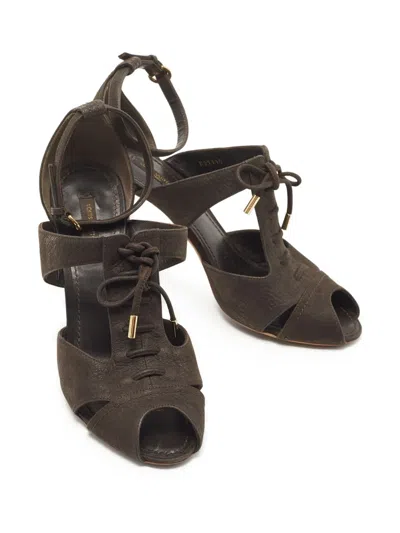 Pre-owned Louis Vuitton 105mm Peep-toe Lace-up Sandals