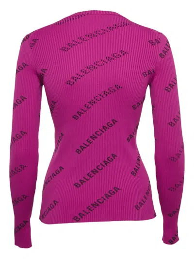 Pre-owned Balenciaga Logo-patterned Ribbed Sweater