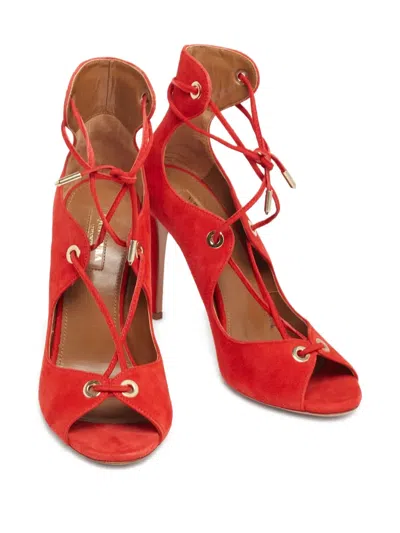 Pre-owned Aquazzura  100mm Tango Laced Sandals