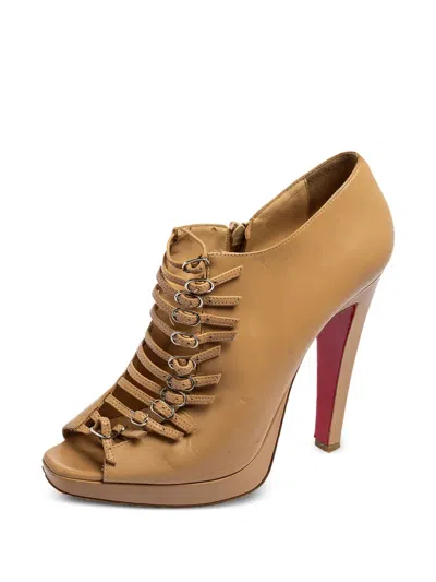 Pre-owned Christian Louboutin 120mm Buckled-strap Booties