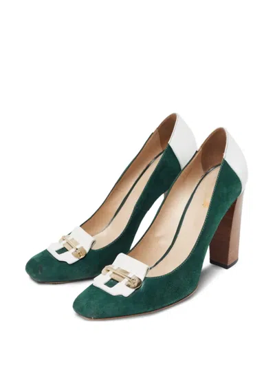 Pre-owned Tod's Vintage  110mm Suede Pumps In Green