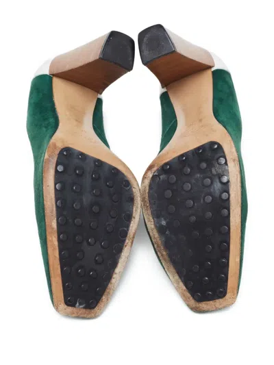 Pre-owned Tod's Vintage  110mm Suede Pumps In Green
