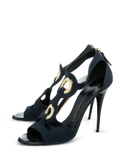 Pre-owned Giuseppe Zanotti Vintage  120mm Canvas Sandals In Blue