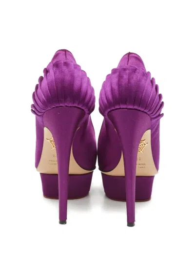 Pre-owned Charlotte Olympia  140mm Paloma Satin Pumps