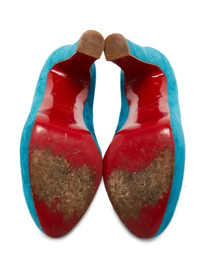 Pre-owned Christian Louboutin 130mm Platform Suede Pumps