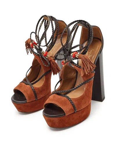 Pre-owned Aquazzura  140mm Tassel-embellished Sandals